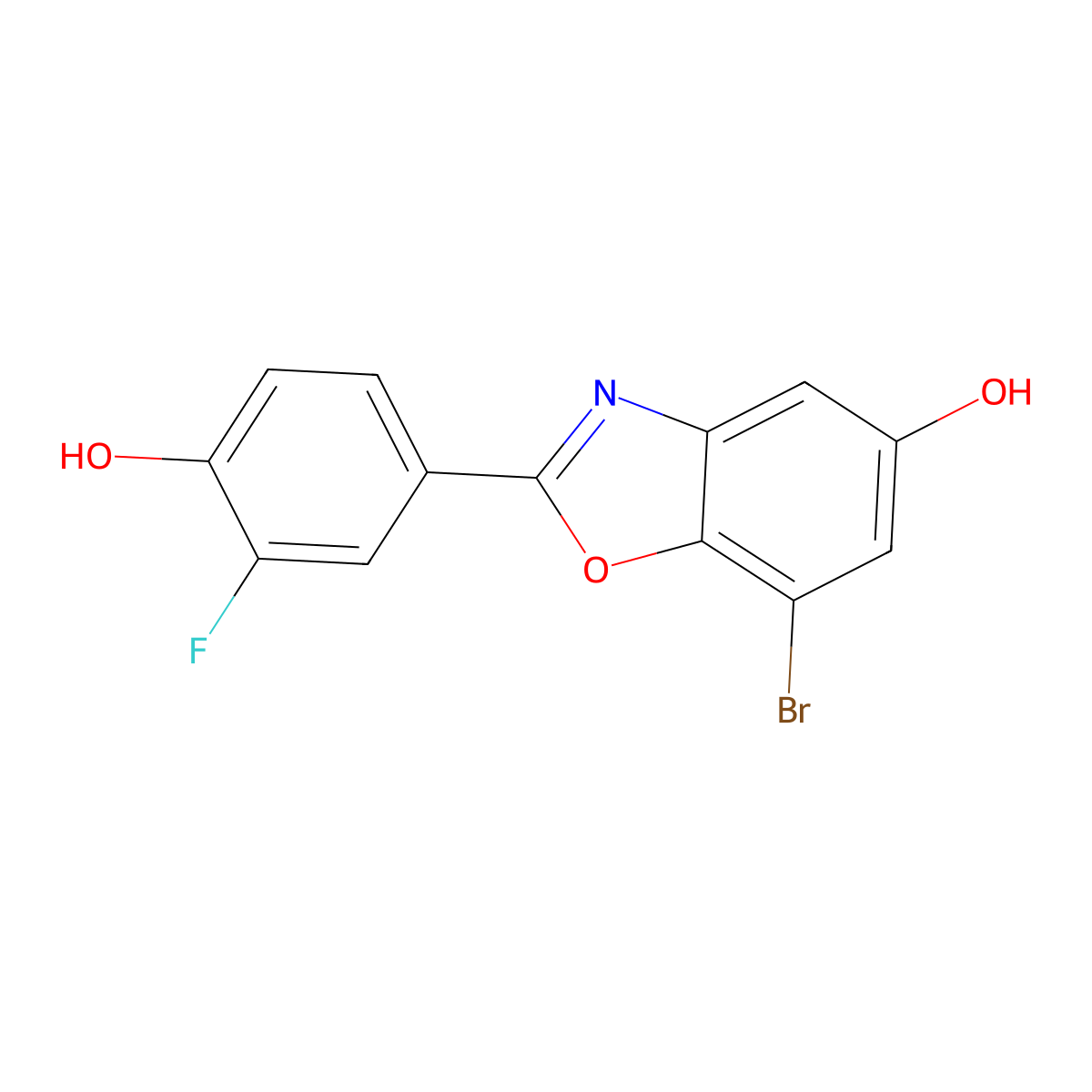 7-Bromo-2-(3-fluoro-4-hydroxyphenyl)benzo[d]oxazol-5-ol molecular structure, CAS 544704-73-6