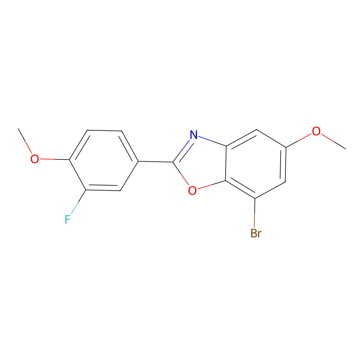 7-Bromo-2-(3-fluoro-4-methoxyphenyl)-5-methoxy-1,3-benzoxazole molecular structure, CAS 544704-75-8