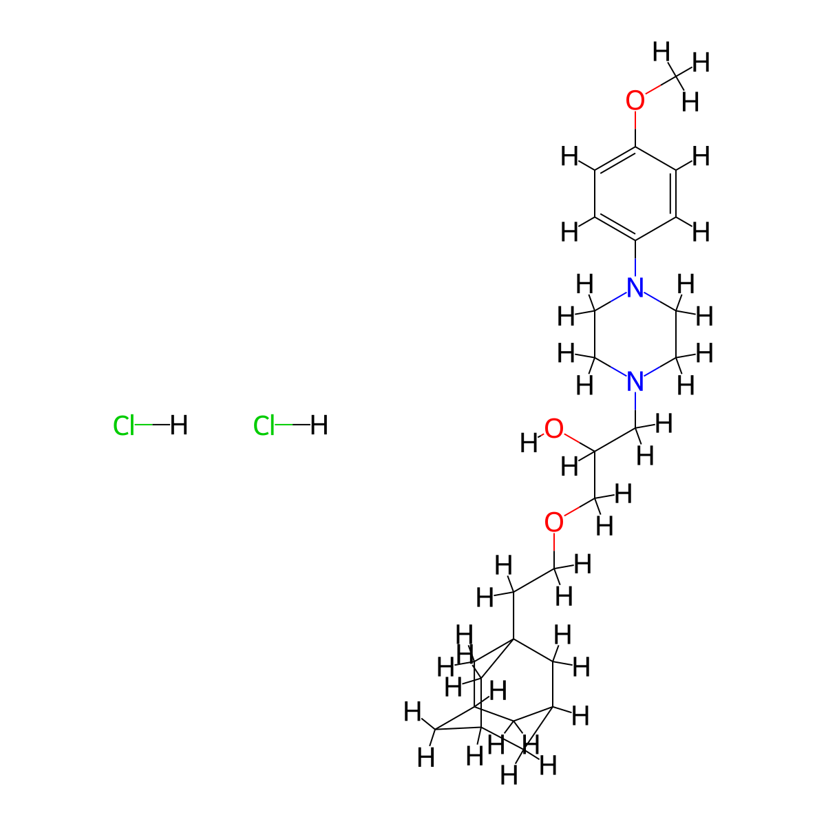 1-[2-(Adamantan-1-yl)ethoxy]-3-[4-(4-methoxyphenyl)piperazin-1-yl]propan-2-ol dihydrochloride molecular structure, CAS 544706-07-2
