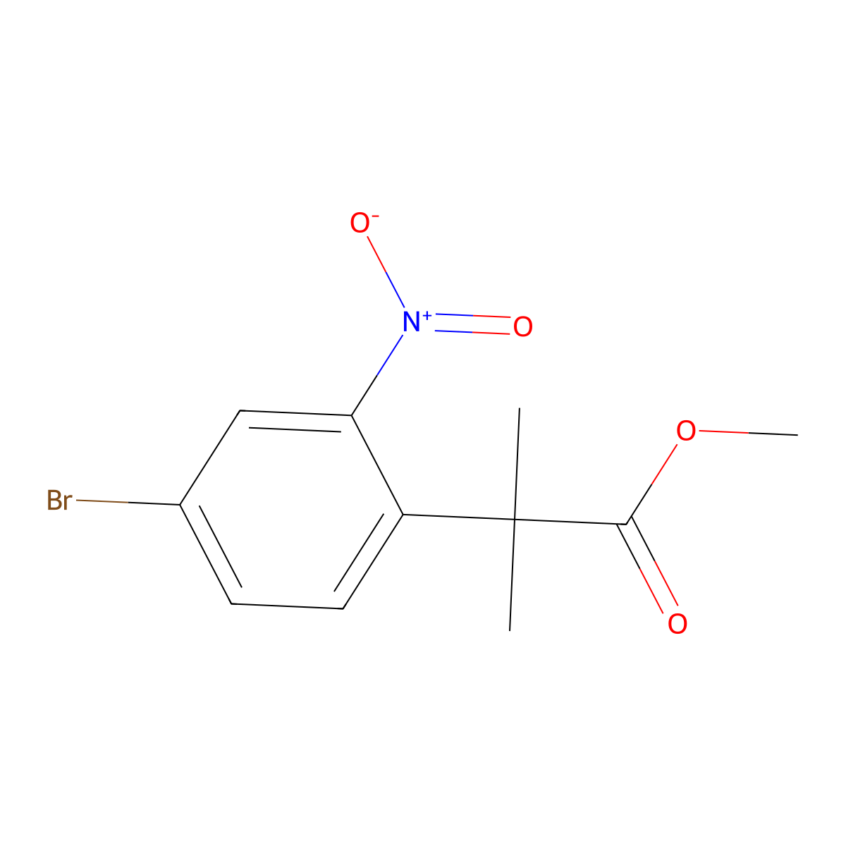 Methyl 2-(4-bromo-2-nitrophenyl)-2-methylpropanoate molecular structure, CAS 544709-66-2