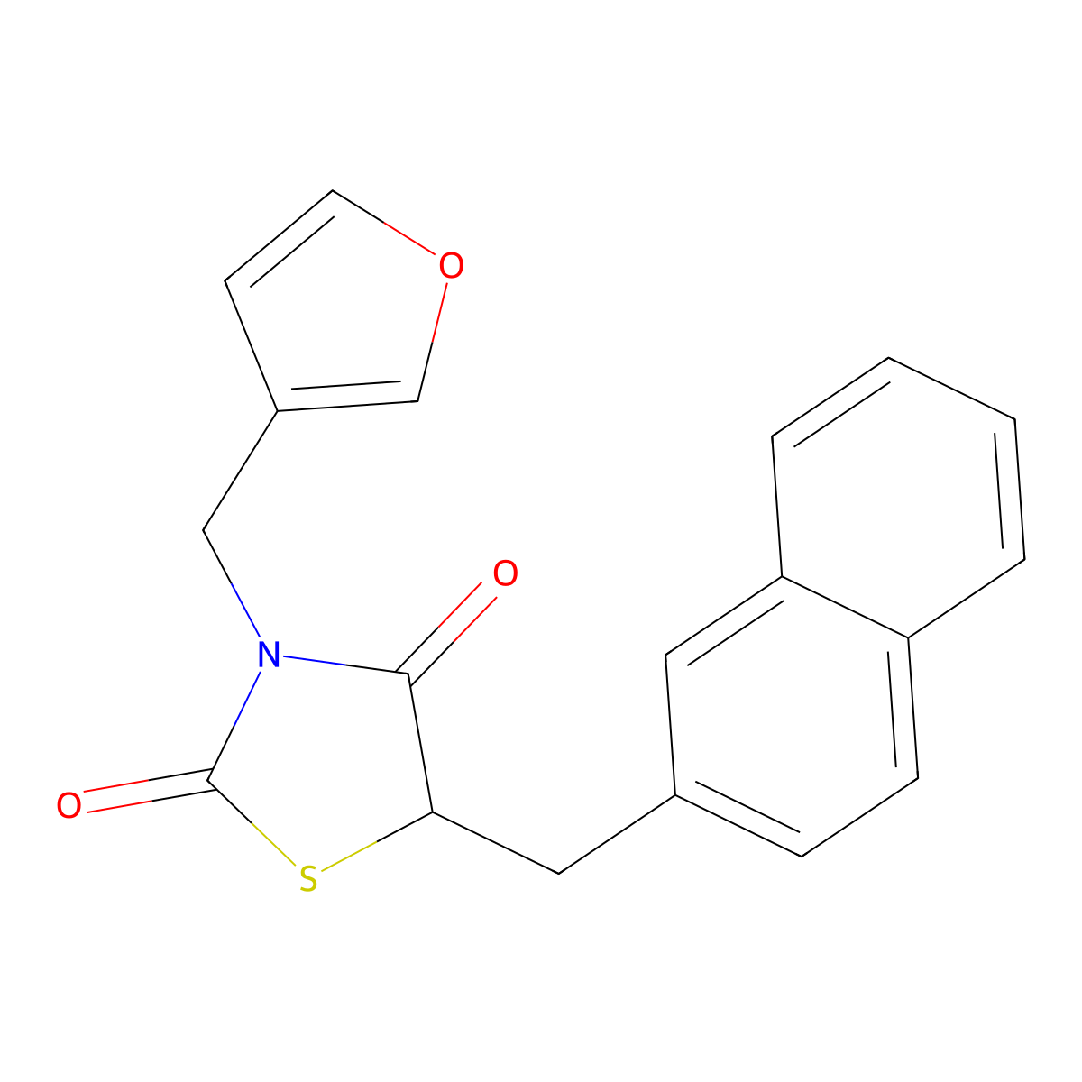 3-(Furan-3-ylmethyl)-5-(naphthalen-2-ylmethyl)thiazolidine-2,4-dione molecular structure, CAS 544710-79-4
