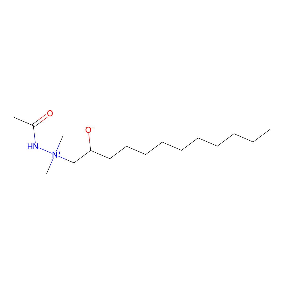 hydrazinium, 2-acetyl-1,1-dimethyl-1-(2-hydroxydodecyl)-, hydroxide, inner salt molecular structure, CAS 54472-70-7