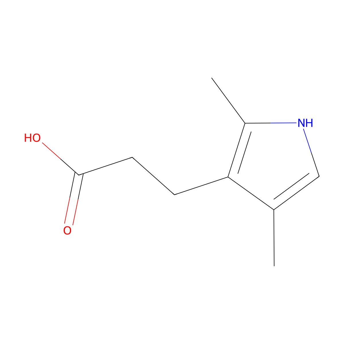 3-(2,4-dimethyl-1H-pyrrol-3-yl)propanoic Acid molecular structure, CAS 54474-50-9