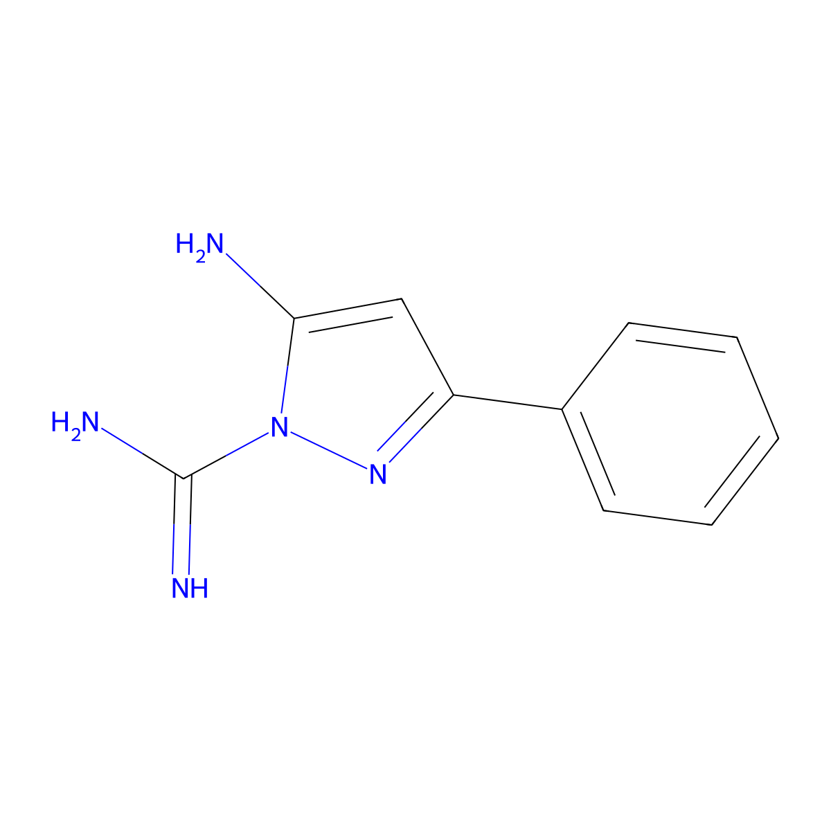 5-amino-3-phenyl-1H-pyrazole-1-carboximidamide molecular structure, CAS 54476-06-1
