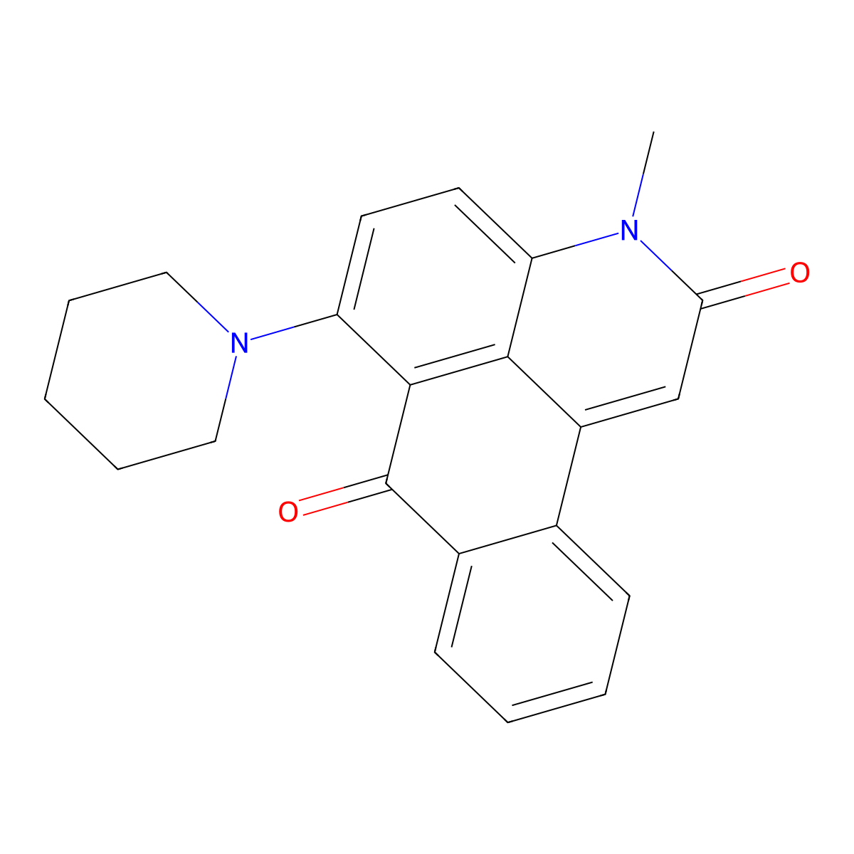 3-methyl-6-(piperidin-1-yl)-2H-naphtho[1,2,3-de]quinoline-2,7(3H)-dione molecular structure, CAS 54478-89-6