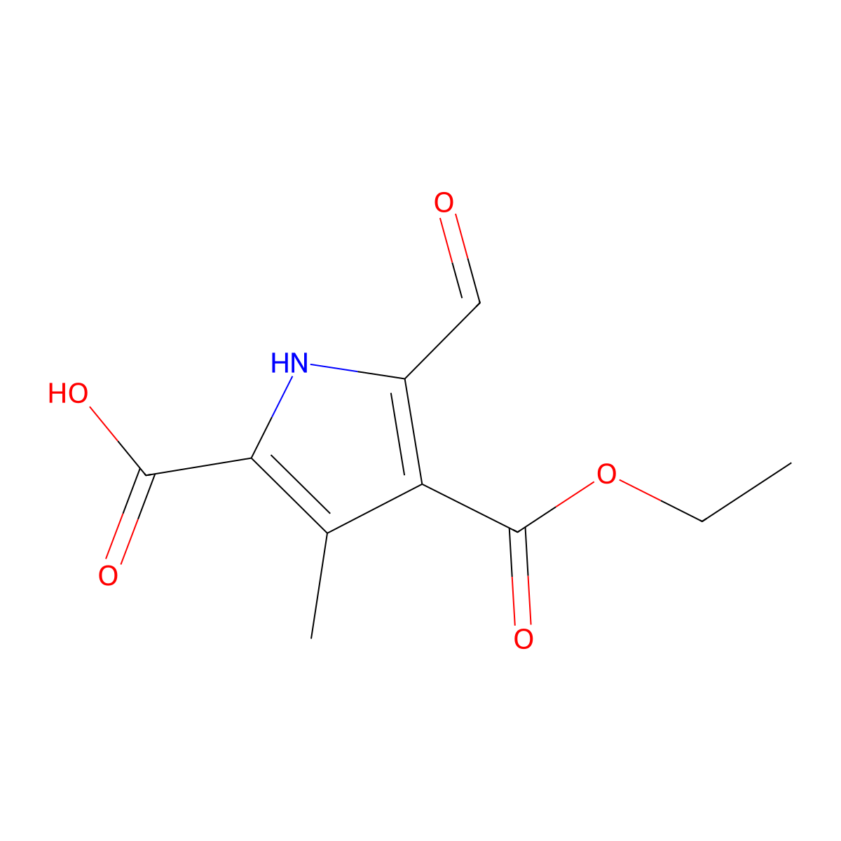 4-(Ethoxycarbonyl)-5-formyl-3-methyl-1h-pyrrole-2-carboxylic acid molecular structure, CAS 5448-14-6