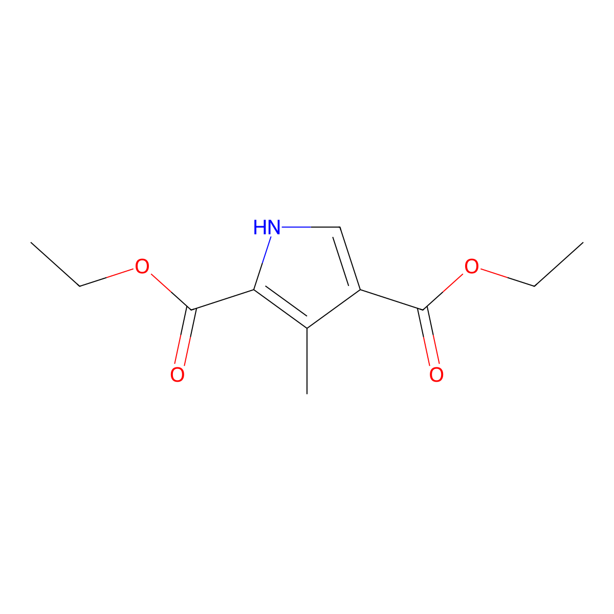 Diethyl 3-methyl-1h-pyrrole-2,4-dicarboxylate molecular structure, CAS 5448-16-8