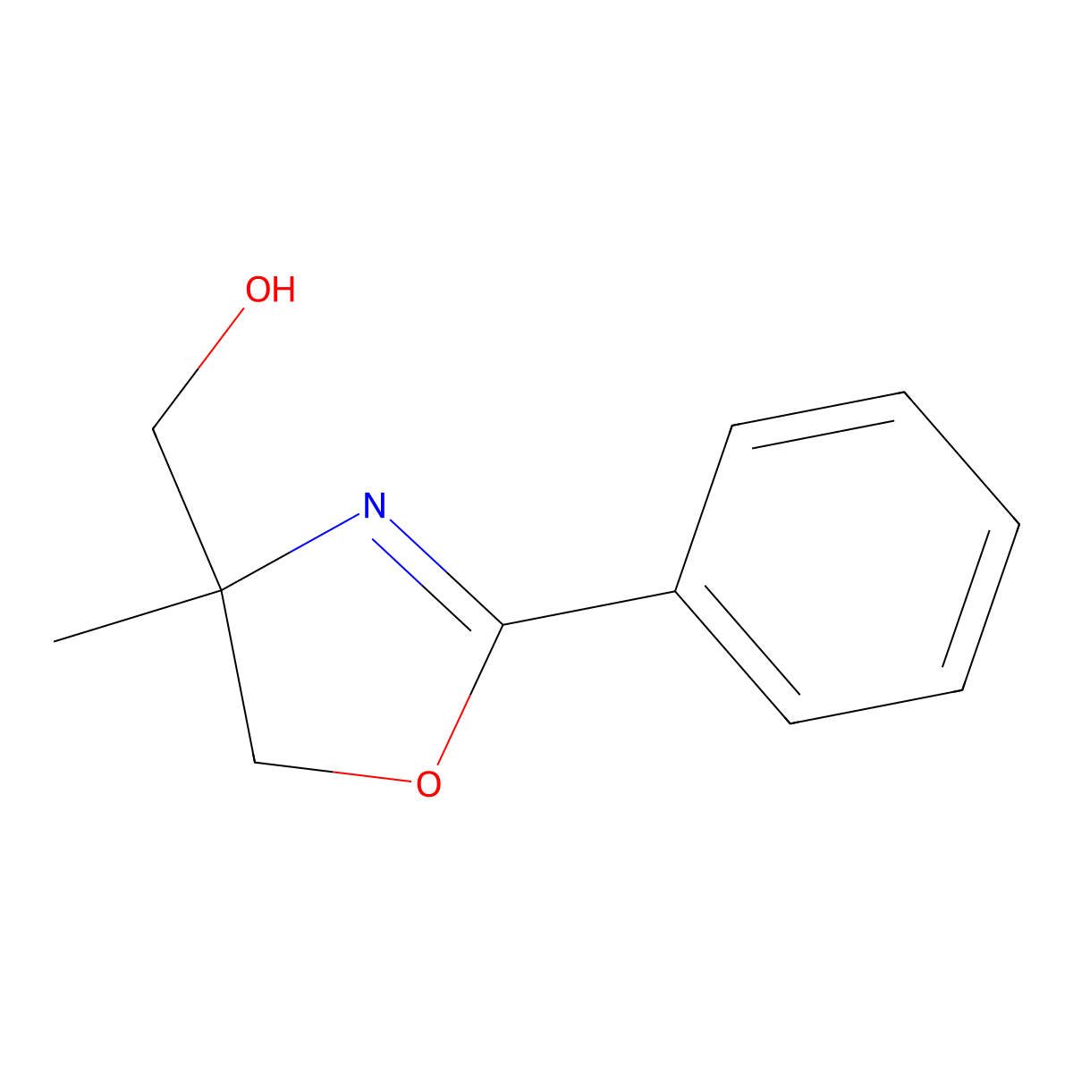 (4-Methyl-2-phenyl-4,5-dihydro-1,3-oxazol-4-yl)methanol molecular structure, CAS 5448-32-8