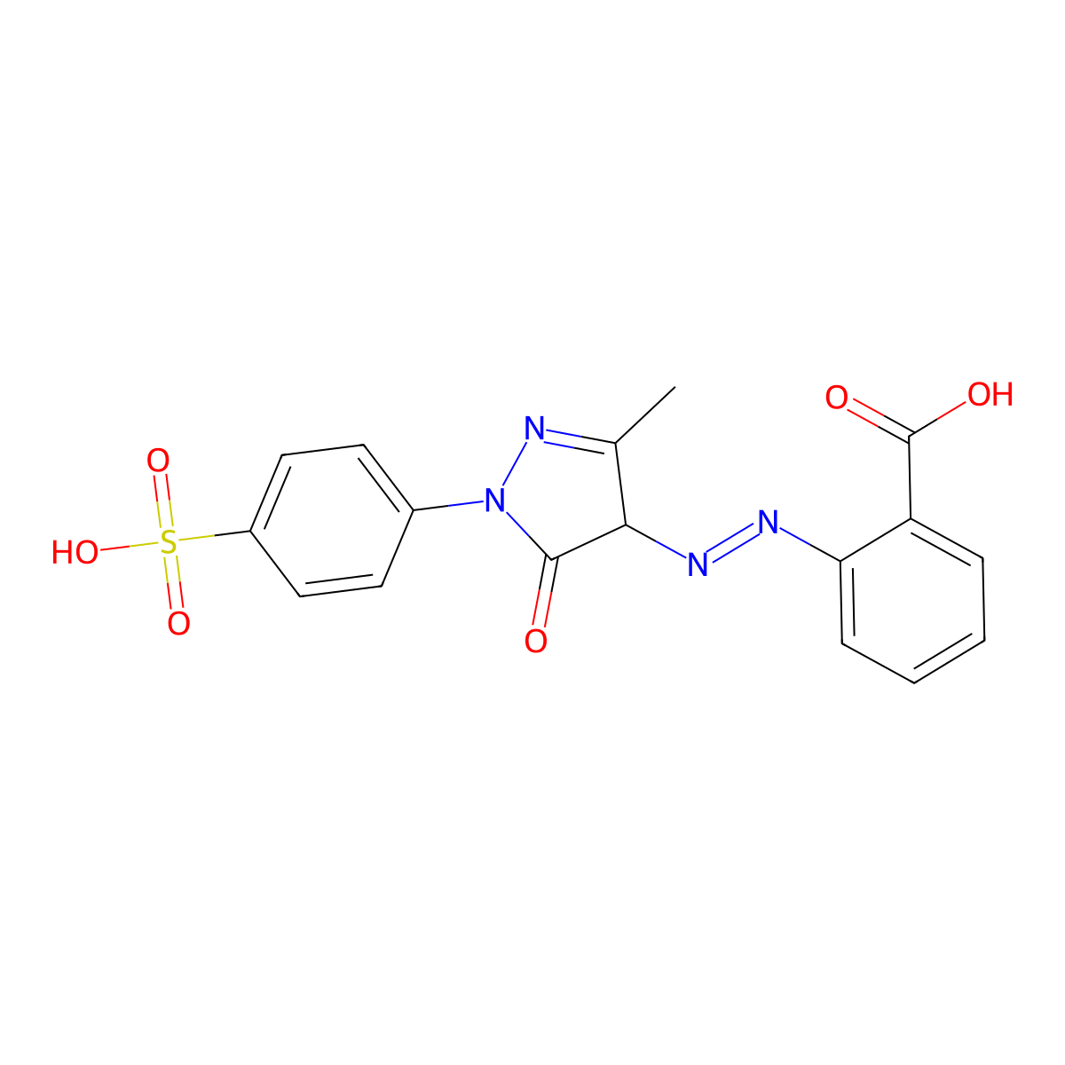 2-((4,5-Dihydro-3-methyl-5-oxo-1-(4-sulphophenyl)-1H-pyrazol-4-yl)azo)benzoic acid molecular structure, CAS 54480-58-9