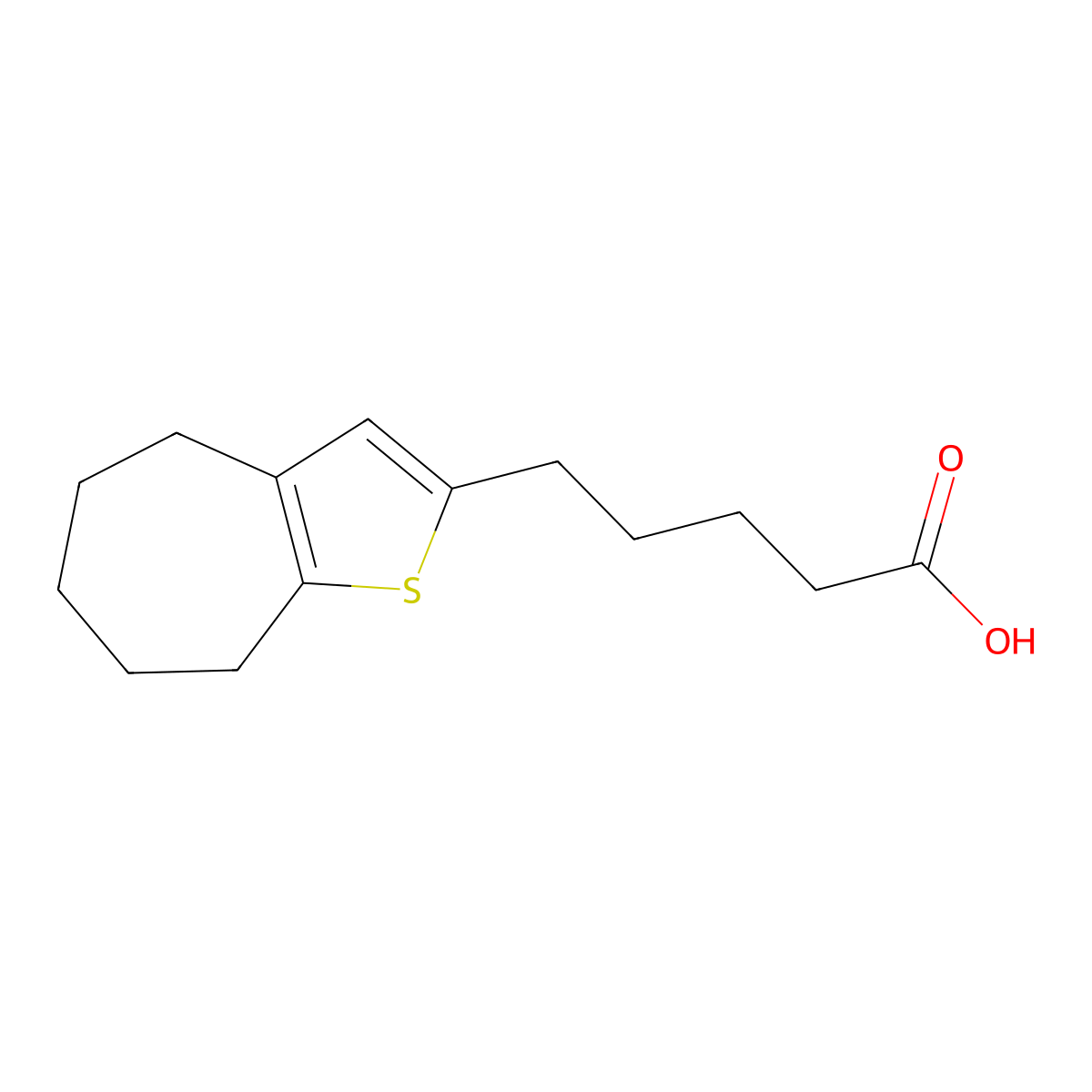 5-{4H,5H,6H,7H,8H-Cyclohepta[B]thiophen-2-YL}pentanoic acid molecular structure, CAS 54487-87-5