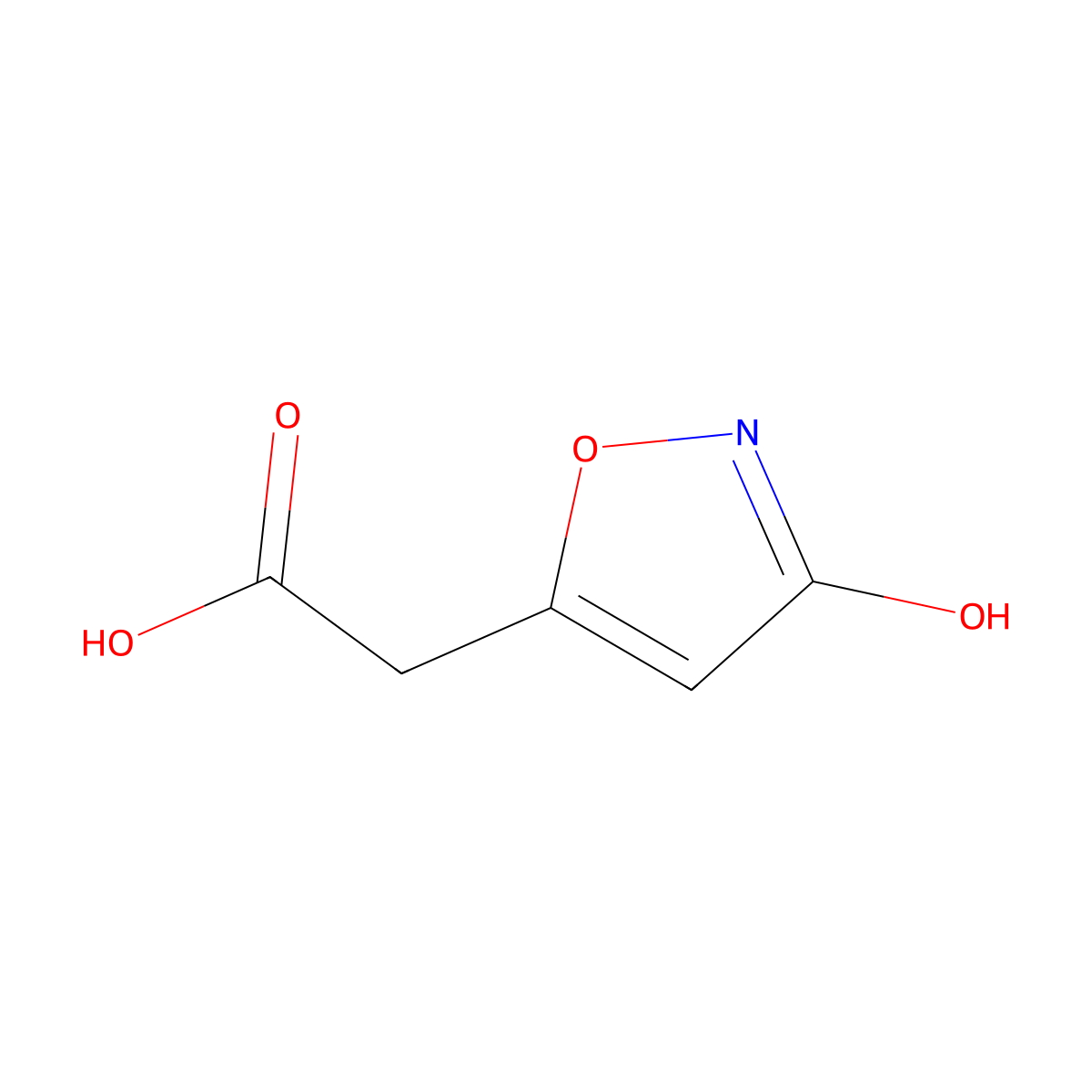 2-(3-Hydroxy-1,2-oxazol-5-yl)acetic acid molecular structure, CAS 54489-27-9