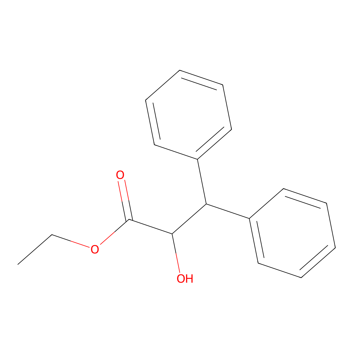 Ethyl 2-hydroxy-3,3-diphenylpropanoate molecular structure, CAS 5449-42-3