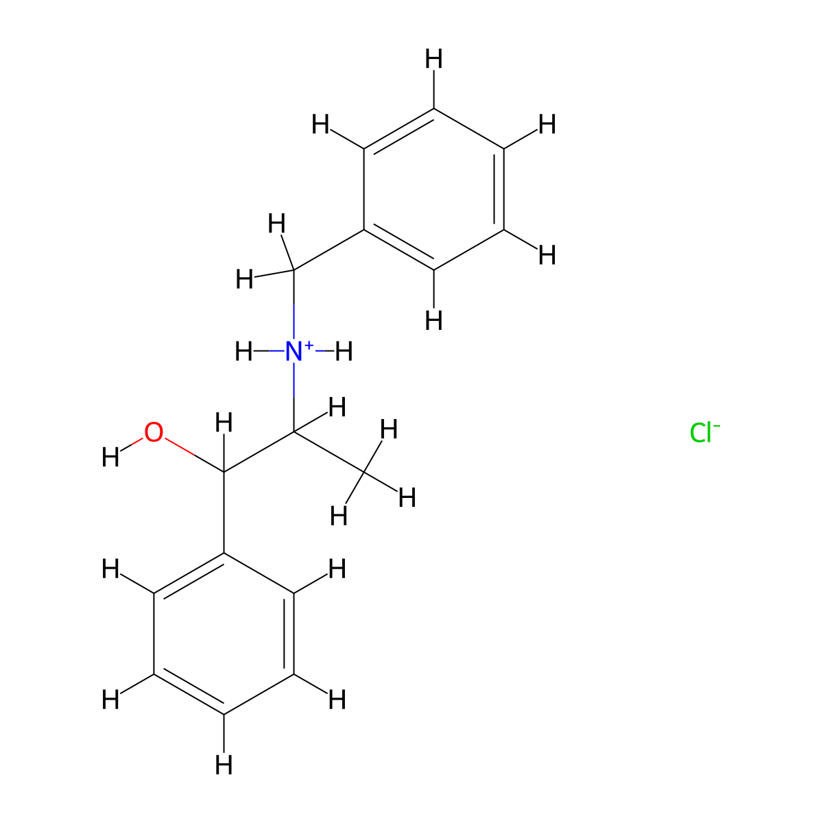 2-(Benzylamino)-1-phenylpropan-1-ol--hydrogen chloride (1/1) molecular structure, CAS 54490-81-2