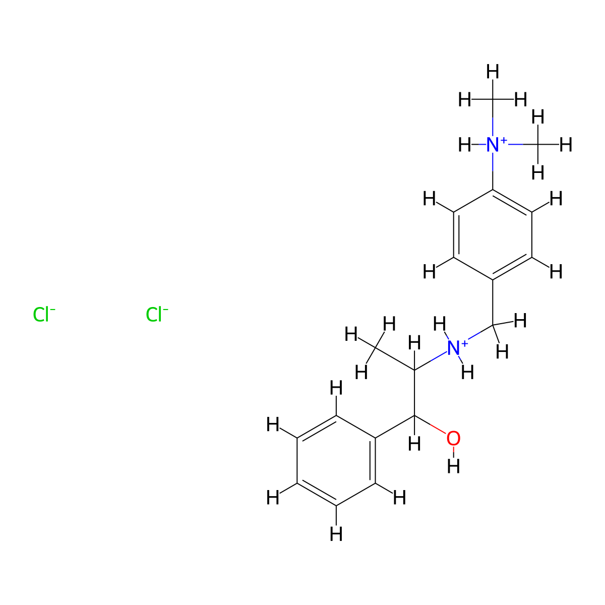 Benzyl alcohol, alpha-(1-((p-(dimethylamino)benzyl)amino)ethyl)-, dihydrochloride molecular structure, CAS 54490-86-7