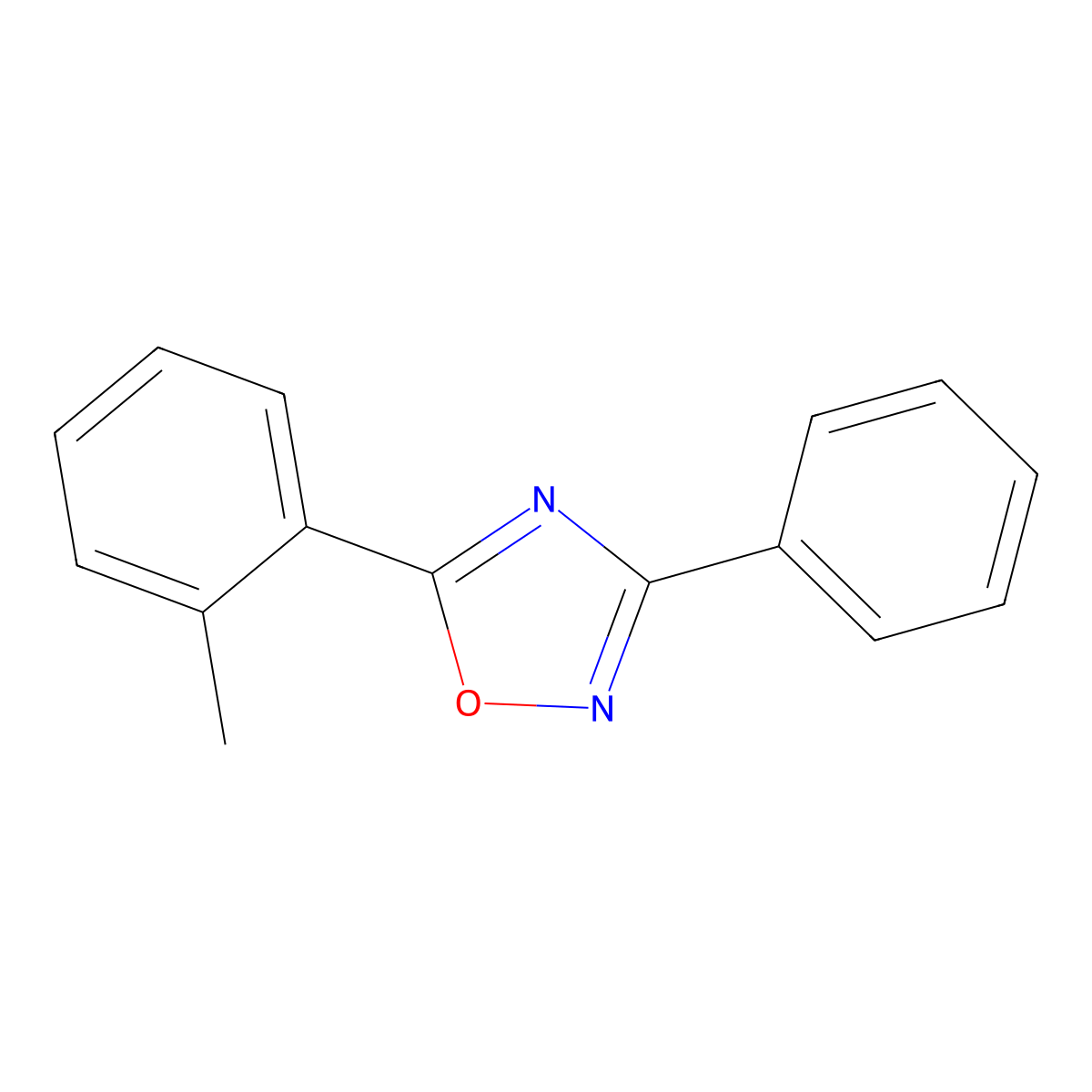 5-(2-Methylphenyl)-3-phenyl-1,2,4-oxadiazole molecular structure, CAS 54494-15-4
