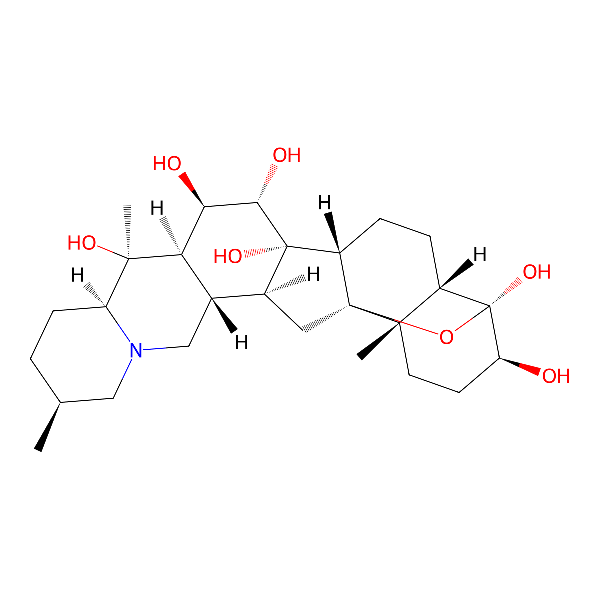 (3beta,4alpha,15alpha,16beta)-4,9-Epoxycevane-3,4,14,15,16,20-hexol molecular structure, CAS 545-45-9