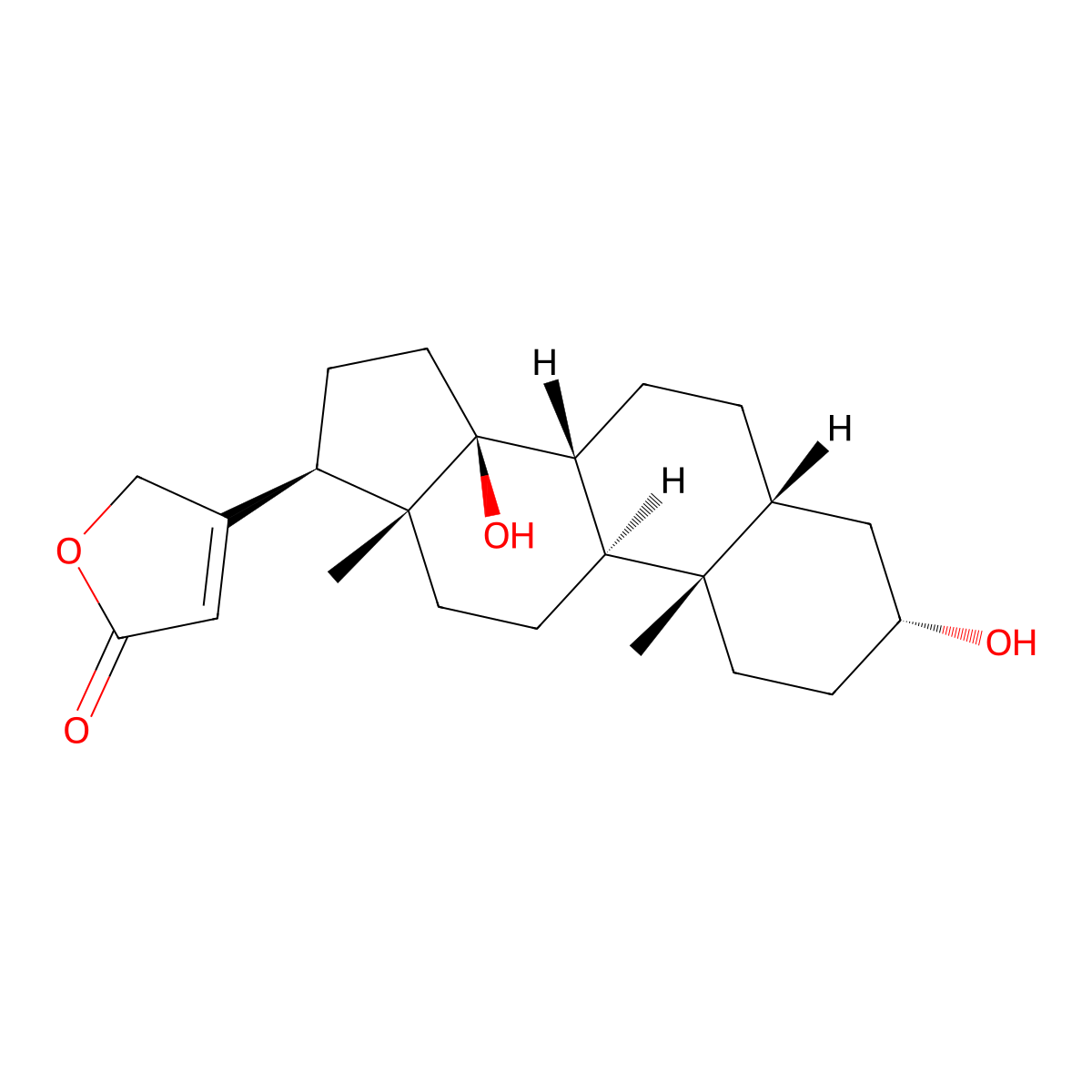 (3alpha,5beta)-3,14-Dihydroxycard-20(22)-enolide molecular structure, CAS 545-52-8