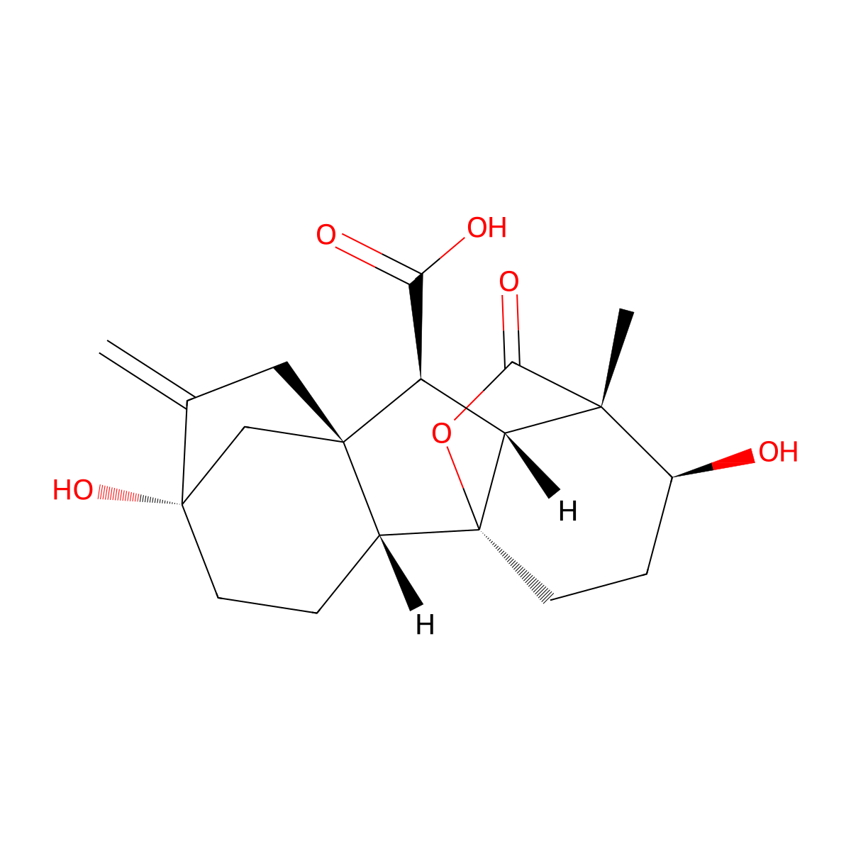 Gibberellin A1 molecular structure, CAS 545-97-1