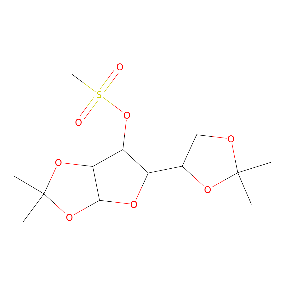 [5-(2,2-Dimethyl-1,3-dioxolan-4-yl)-2,2-dimethyl-3a,5,6,6a-tetrahydrofuro[2,3-d][1,3]dioxol-6-yl] methanesulfonate molecular structure, CAS 5450-26-0