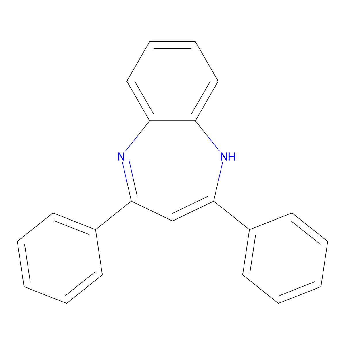 2,4-Diphenyl-1H-1,5-benzodiazepine molecular structure, CAS 5450-63-5