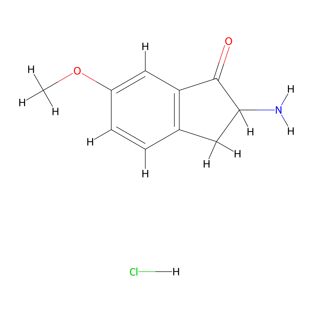 2-Amino-6-methoxy-1-indanone hydrochloride molecular structure, CAS 5450-76-0
