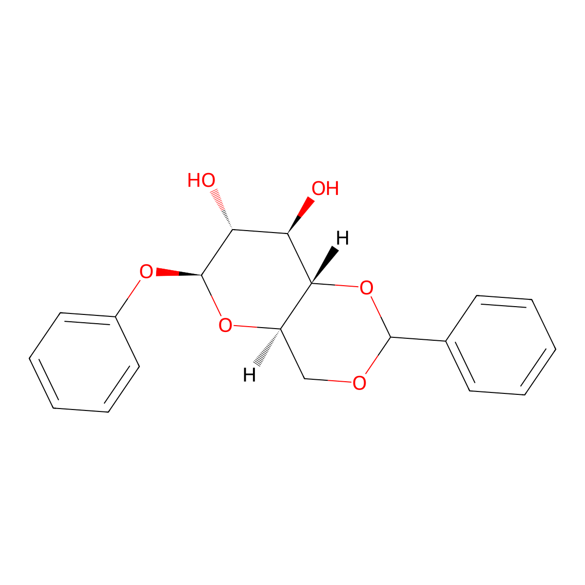 Phenyl 4,6-O-benzylidene-beta-D-glucopyranoside molecular structure, CAS 54502-82-8