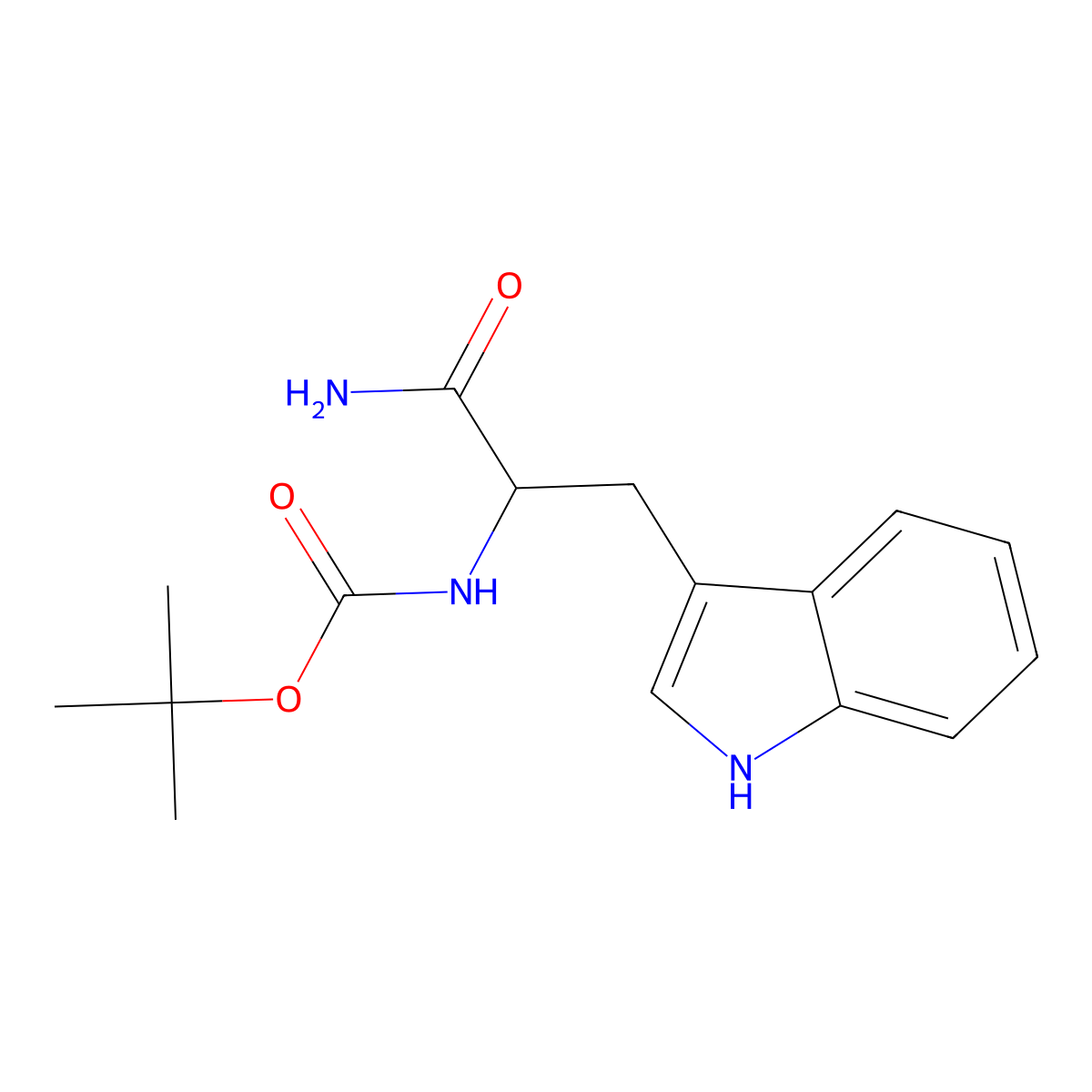 1,1-Dimethylethyl N-[2-amino-1-(1H-indol-3-ylmethyl)-2-oxoethyl]carbamate molecular structure, CAS 54503-12-7