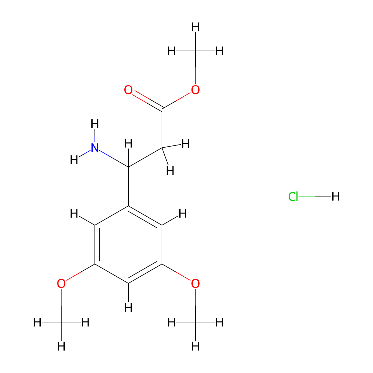 Methyl 3-amino-3-(3,5-dimethoxyphenyl)propanoate hydrochloride molecular structure, CAS 54503-19-4