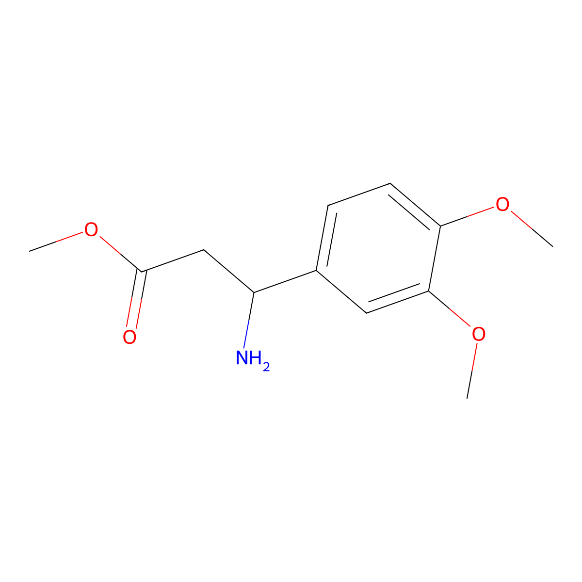 Methyl 3-amino-3-(3,4-dimethoxyphenyl)propanoate molecular structure, CAS 54503-20-7
