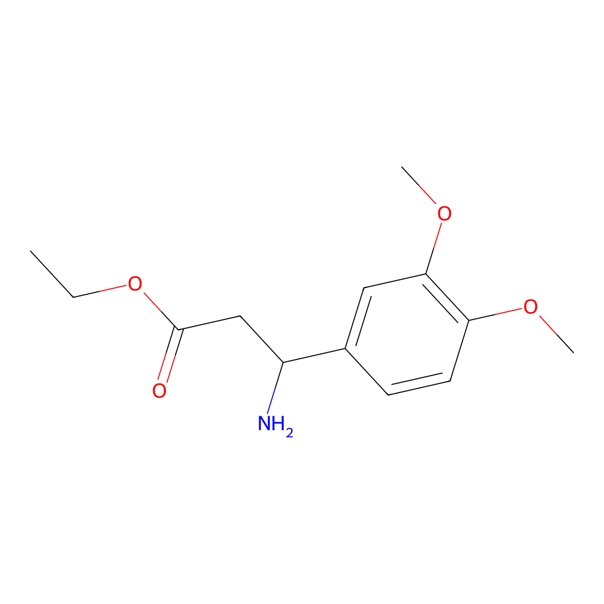 Ethyl 3-amino-3-(3,4-dimethoxyphenyl)propanoate molecular structure, CAS 54503-21-8