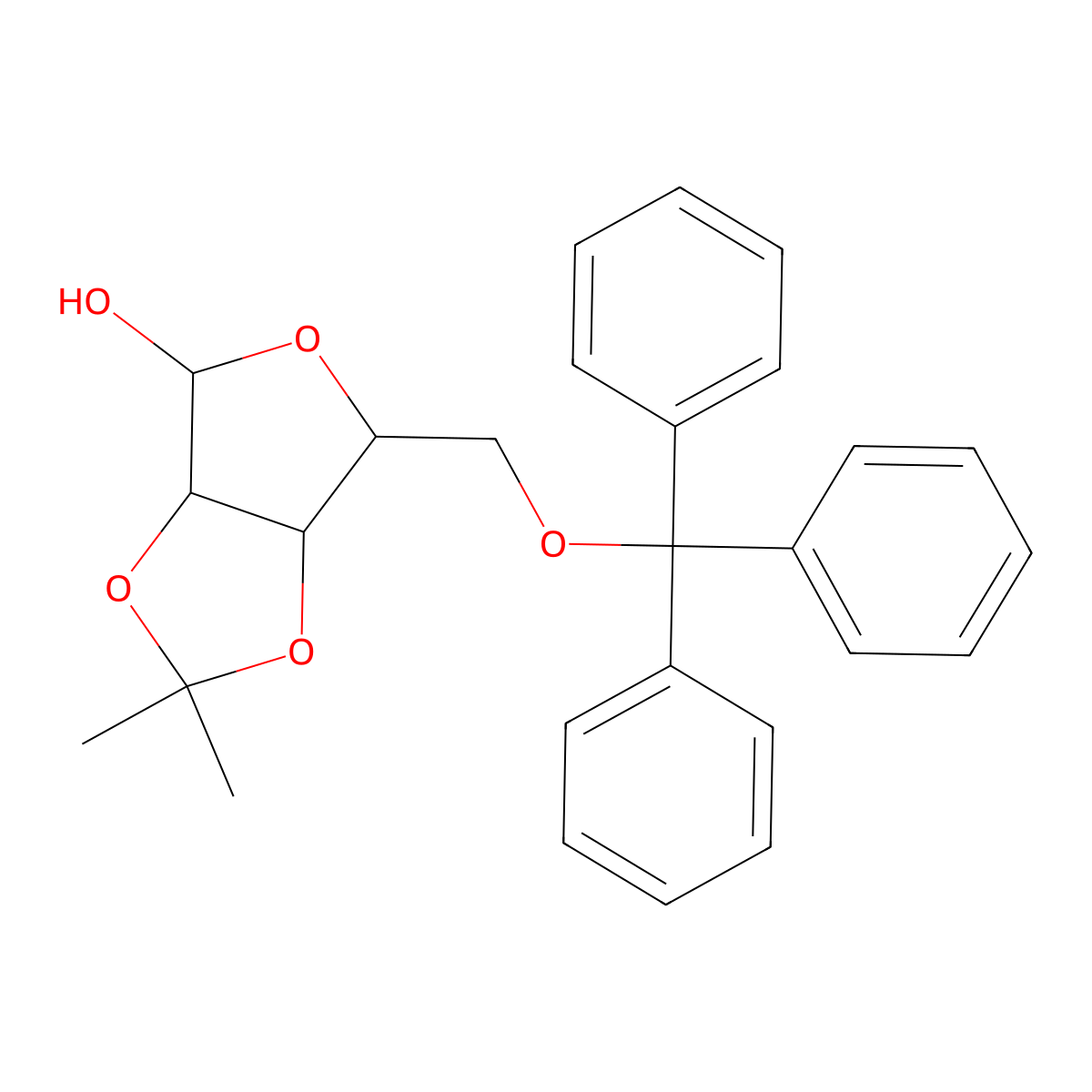 2,2-Dimethyl-6-(trityloxy-methyl)-tetrahydrofuro[3,4-d][1,3]dioxol-4-ol molecular structure, CAS 54503-64-9