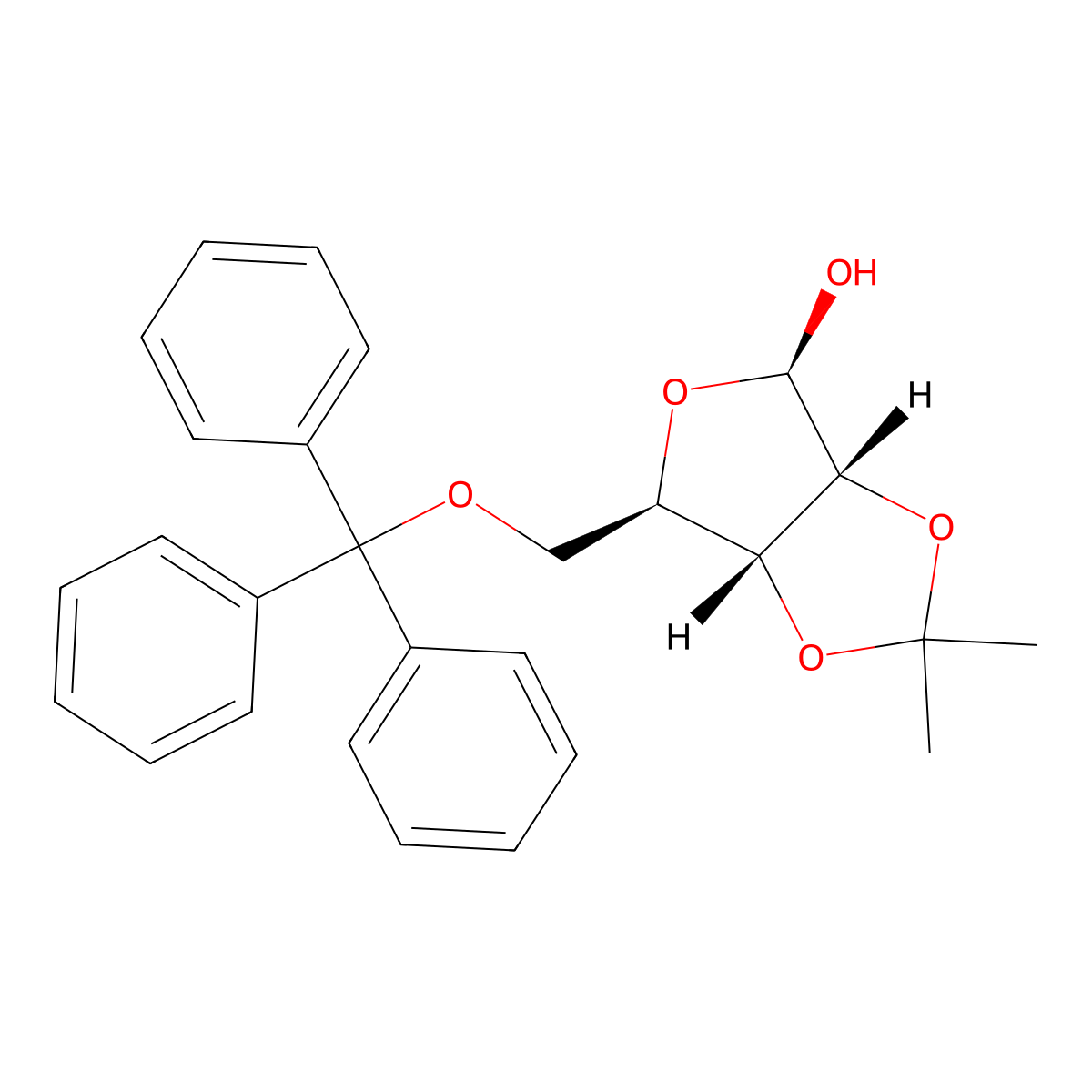 2,3-O-(1-Methylethylidene)-5-O-(triphenylmethyl)-beta-D-ribofuranose molecular structure, CAS 54503-65-0