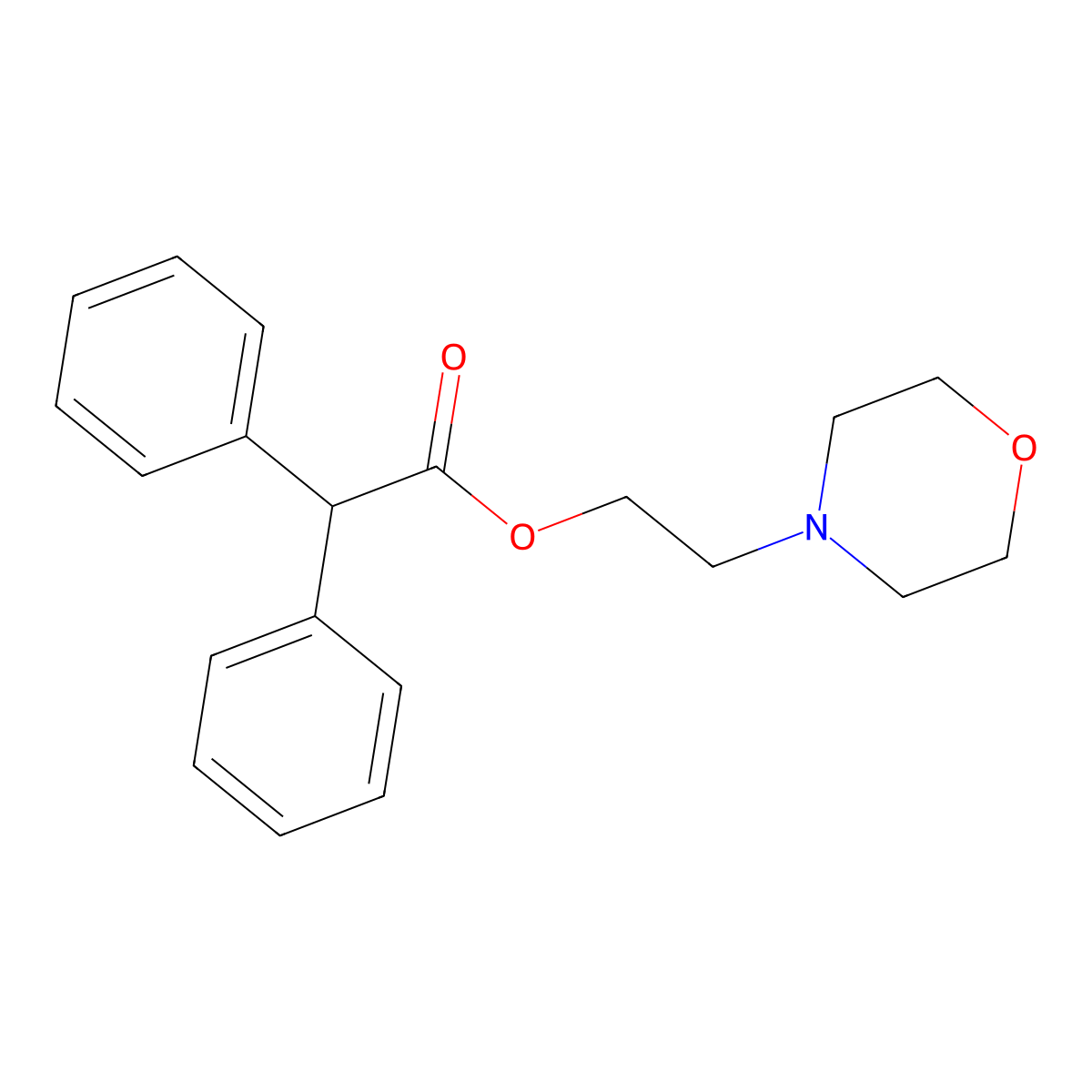 Acetic acid, 2,2-diphenyl-, 2-morpholinoethyl ester molecular structure, CAS 54505-24-7