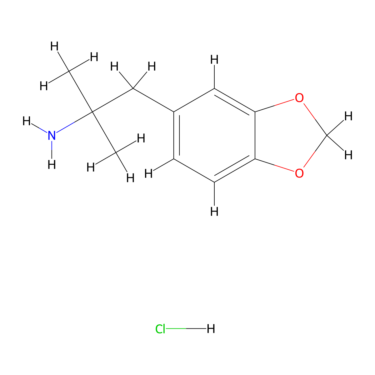 3,4-Dioxymethylenephentermine Hydrochloride molecular structure, CAS 54508-54-2