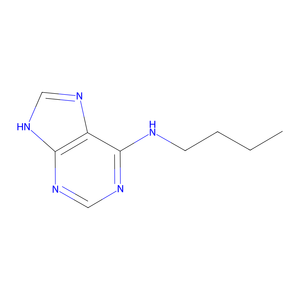 N-butyl-7H-purin-6-amine molecular structure, CAS 5451-41-2