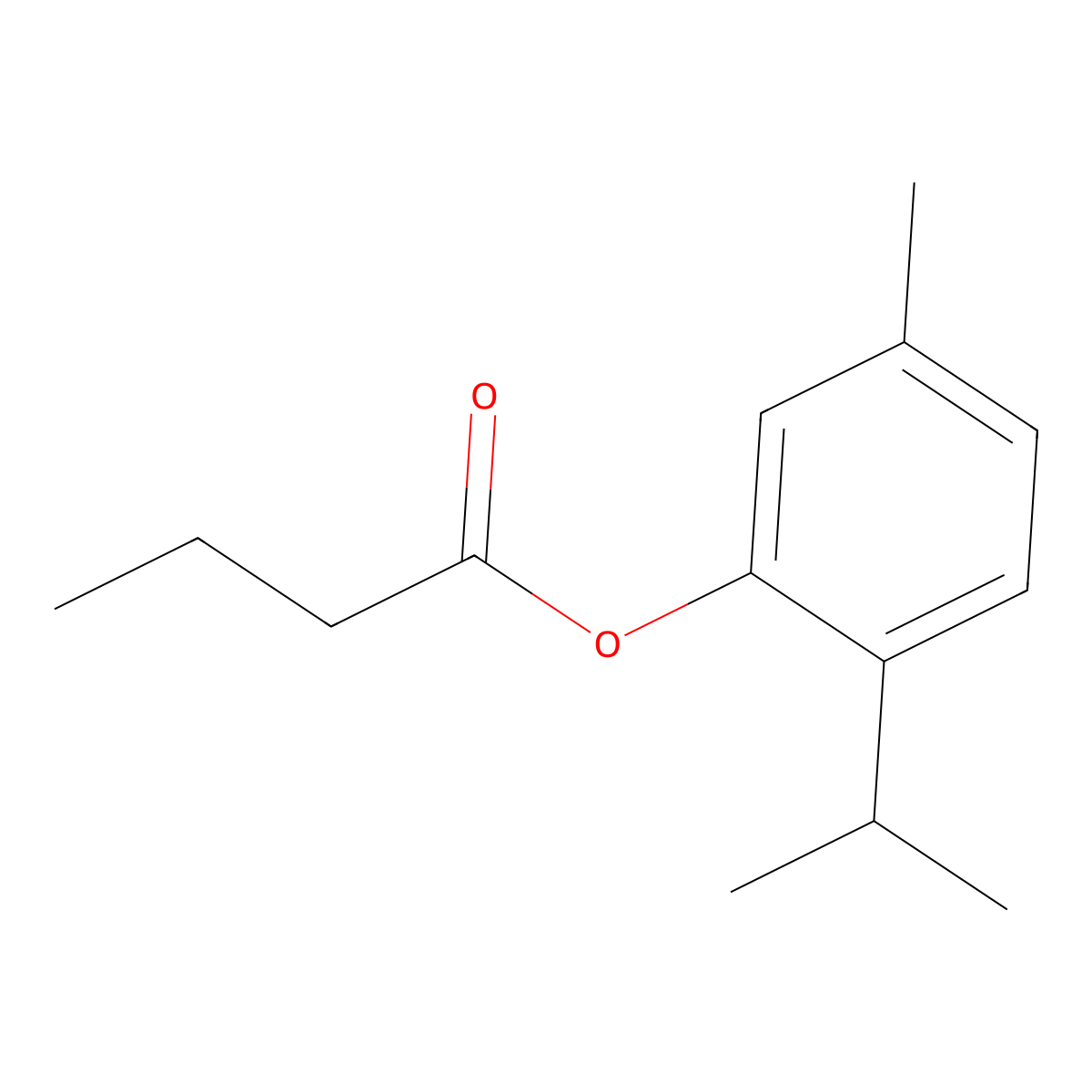 5-Methyl-2-(propan-2-yl)phenyl butanoate molecular structure, CAS 5451-70-7