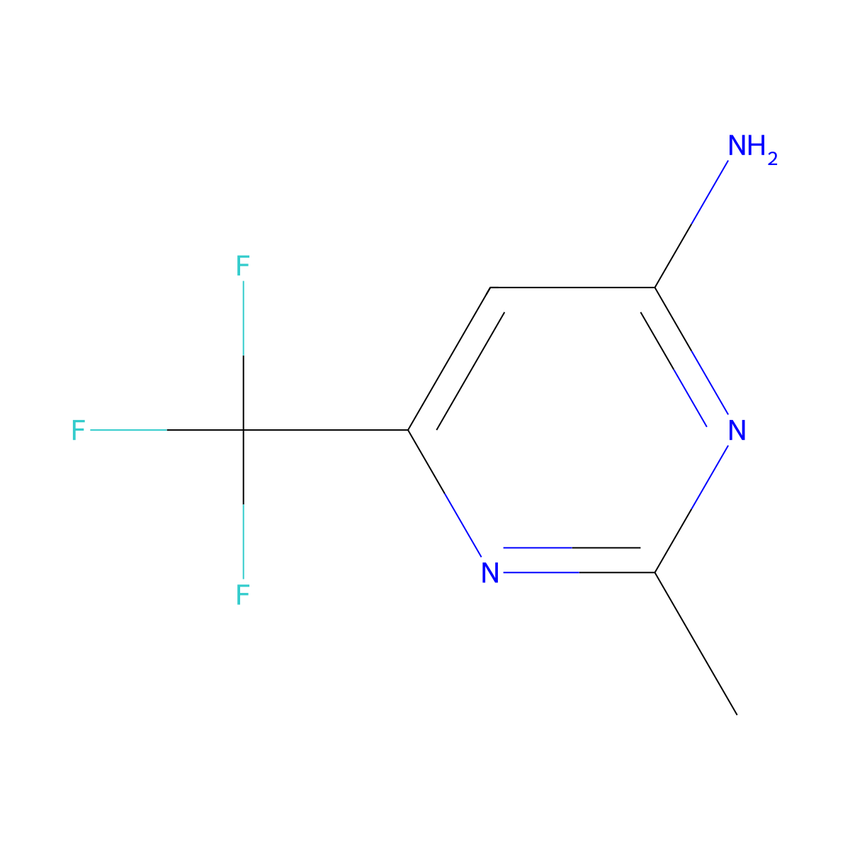 2-Methyl-6-(trifluoromethyl)pyrimidin-4-amine molecular structure, CAS 54518-10-4