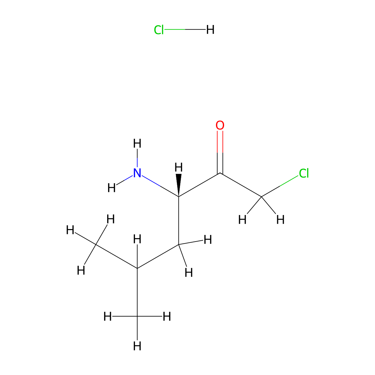 (S)-3-Amino-1-chloro-5-methylhexan-2-one hydrochloride molecular structure, CAS 54518-92-2