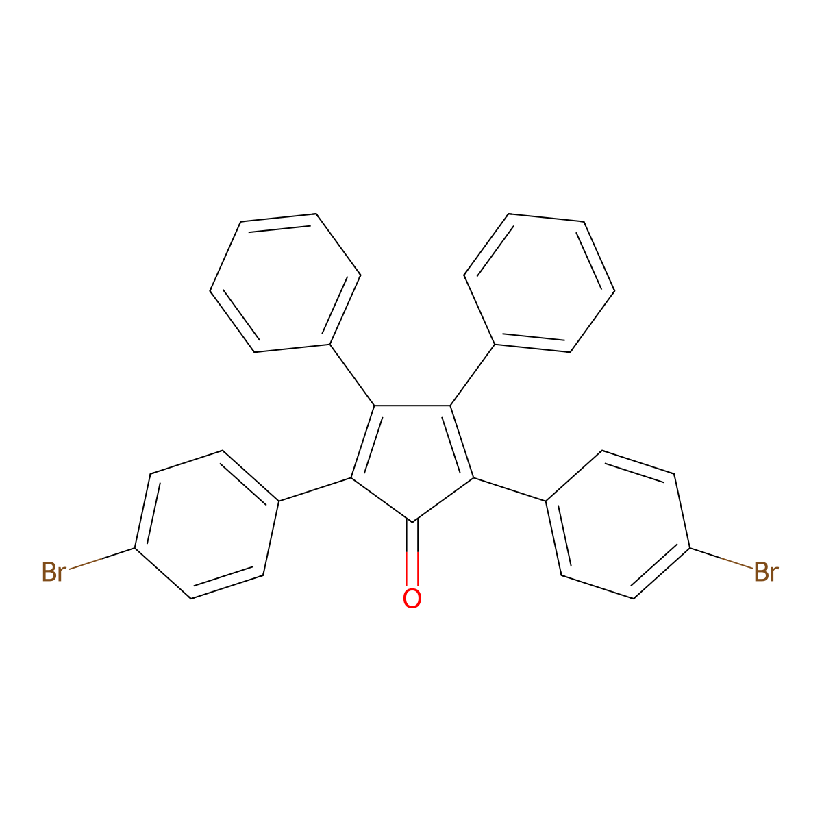 2,5-Bis(4-bromophenyl)-3,4-diphenylcyclopenta-2,4-dien-1-one molecular structure, CAS 54523-24-9