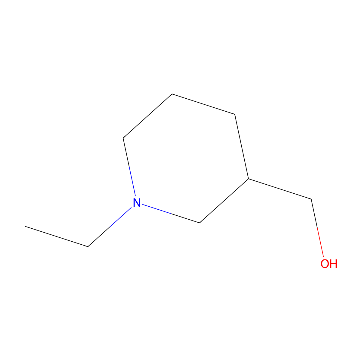 (1-Ethylpiperidin-3-yl)methanol molecular structure, CAS 54525-19-8
