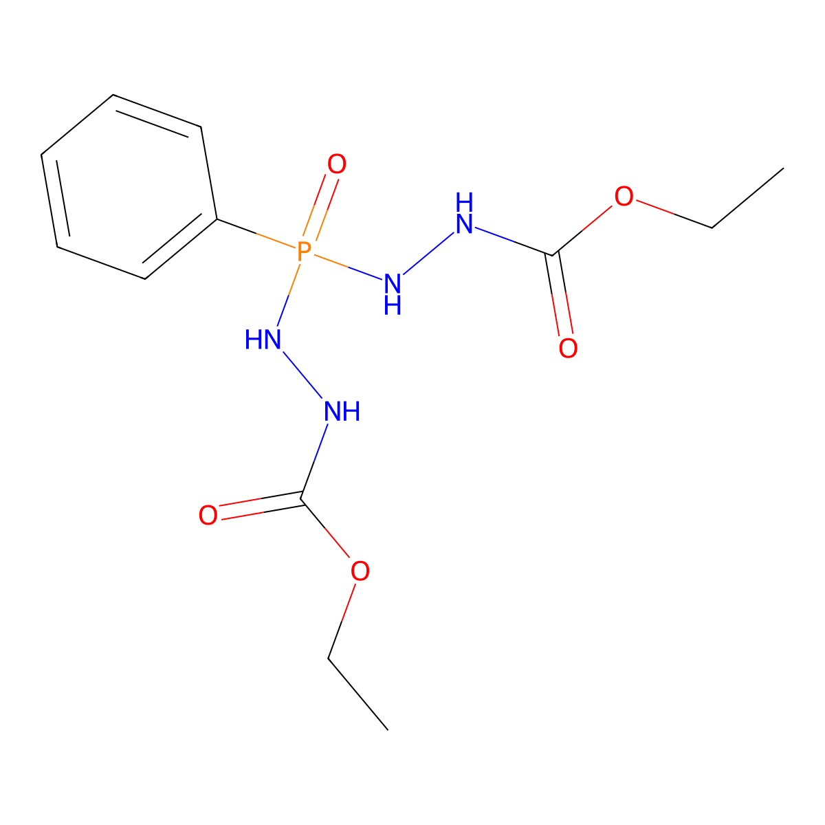 ethyl N-[[(2-ethoxycarbonylhydrazino)-phenyl-phosphoryl]amino]carbamate molecular structure, CAS 54529-71-4