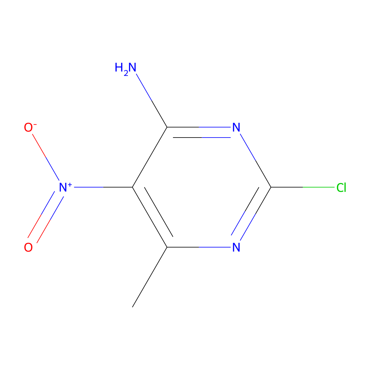 4-Amino-2-chloro-6-methyl-5-nitropyrimidine molecular structure, CAS 5453-06-5