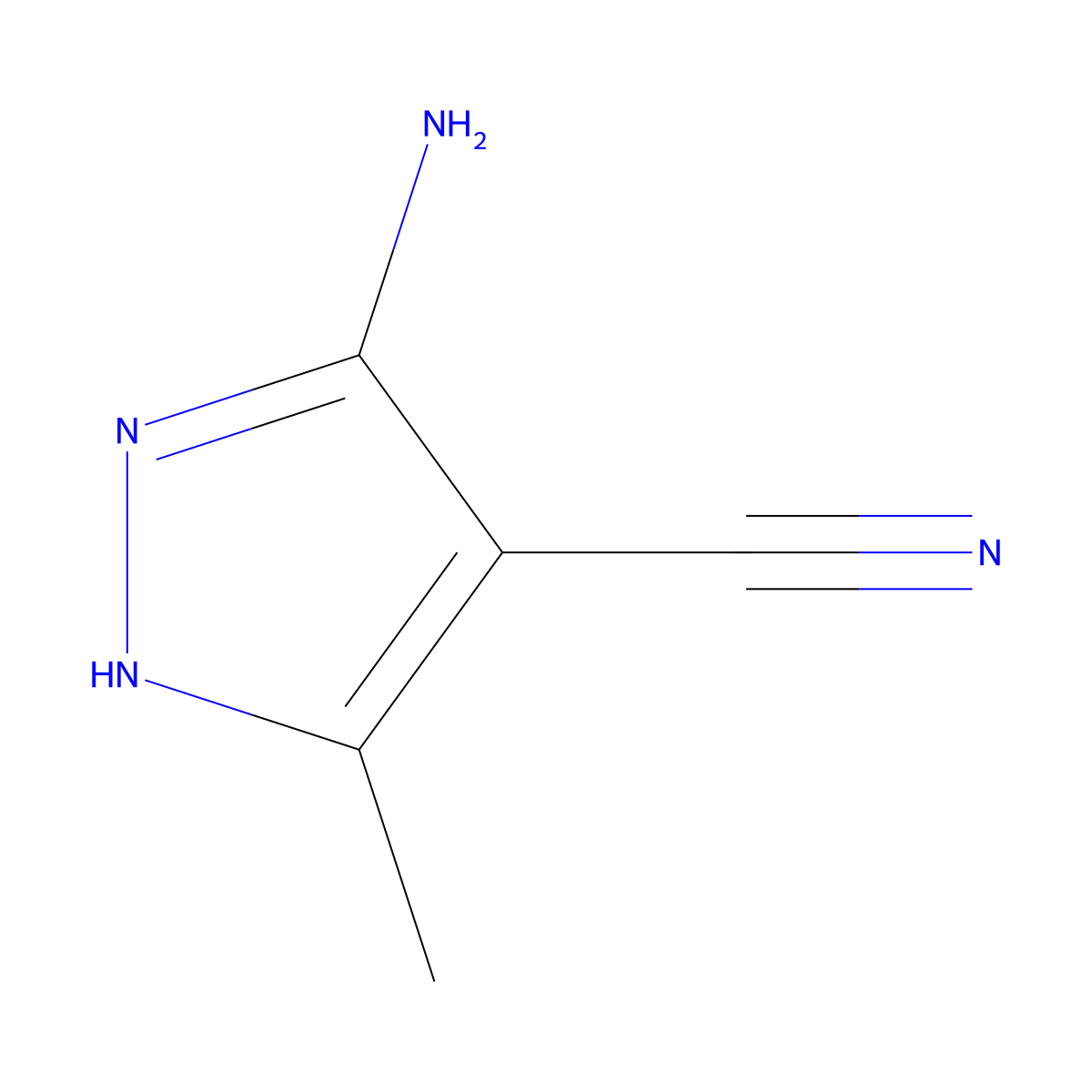 3-amino-5-methyl-1H-pyrazole-4-carbonitrile molecular structure, CAS 5453-07-6