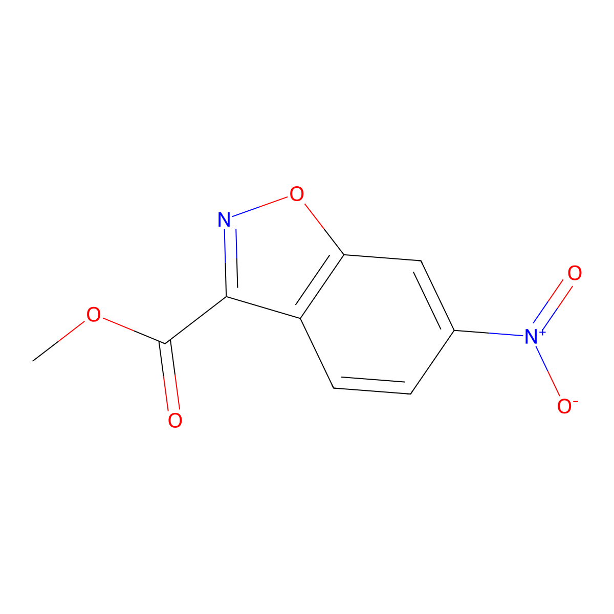 Methyl 6-nitro-1,2-benzoxazole-3-carboxylate molecular structure, CAS 5453-86-1