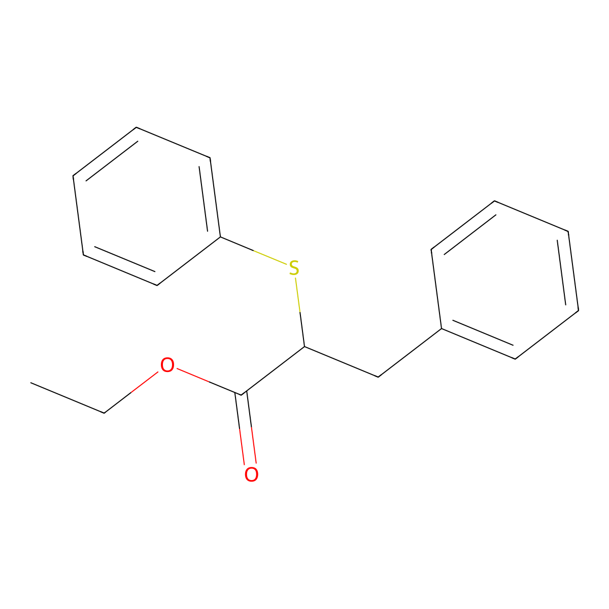 Ethyl 3-phenyl-2-(phenylsulfanyl)propanoate molecular structure, CAS 54532-94-4