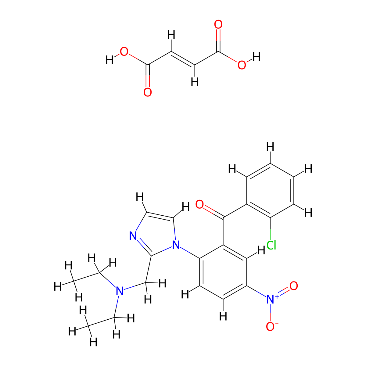 Methanone, (2-chlorophenyl)(2-(2-((diethylamino)methyl)-1H-imidazol-1-yl)-5-nitrophenyl)-, (2E)-2-butenedioate (1:1) molecular structure, CAS 54533-86-7