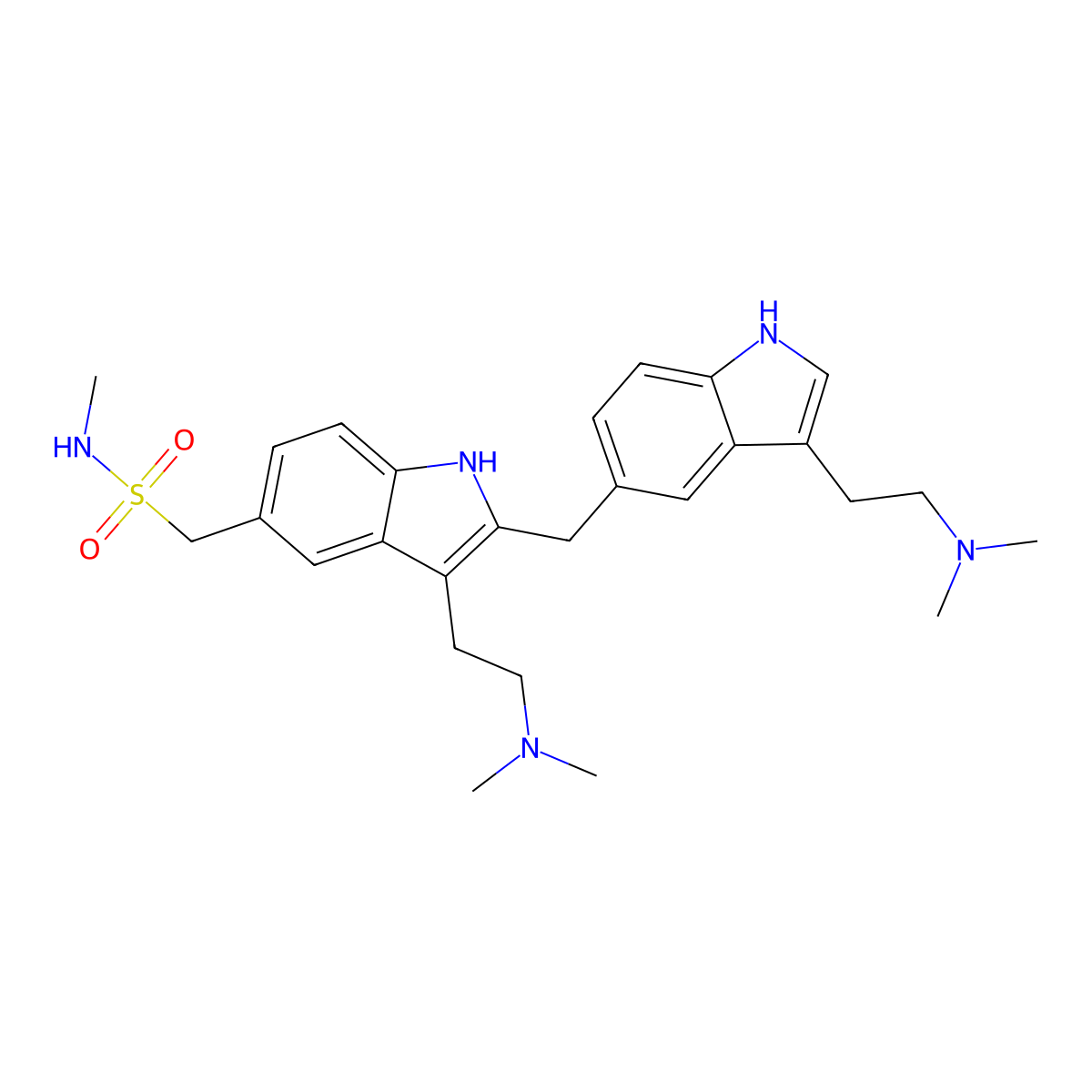 (3-(2-(Dimethylamino)ethyl)-2-((3-(2-(dimethylamino)ethyl)-1H-indol-5-yl)methyl)-1H-indol-5-yl)-N-methylmethanesulfonamide molecular structure, CAS 545338-89-4
