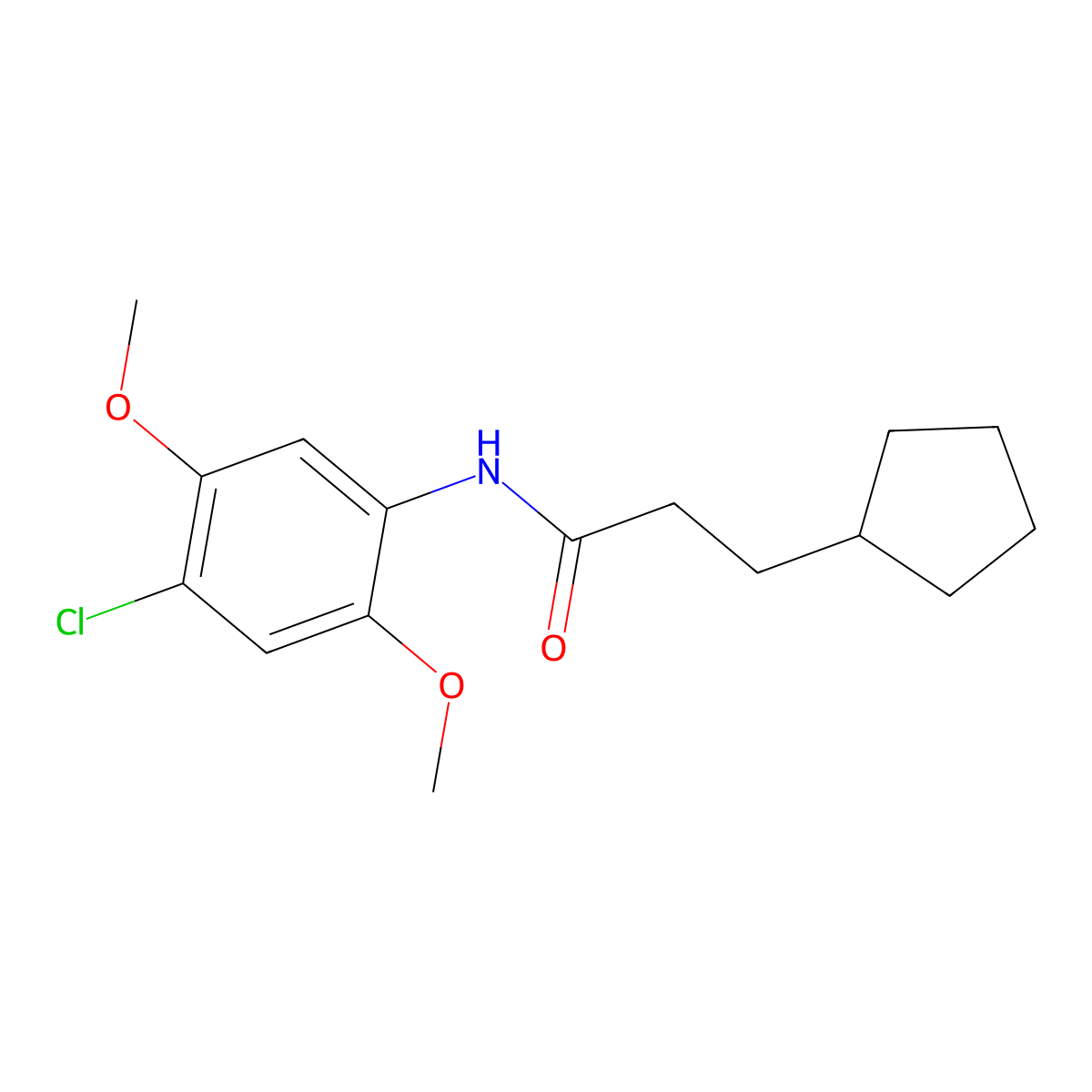 N-(4-chloro-2,5-dimethoxyphenyl)-3-cyclopentylpropanamide molecular structure, CAS 545342-83-4