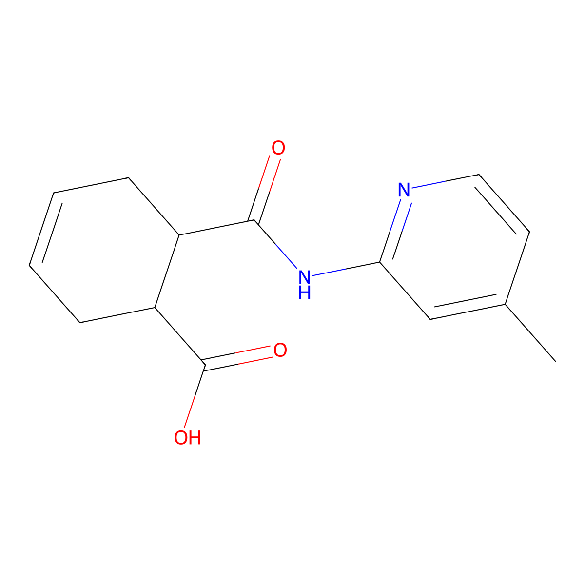 6-[(4-Methylpyridin-2-yl)carbamoyl]cyclohex-3-ene-1-carboxylic acid molecular structure, CAS 545343-57-5