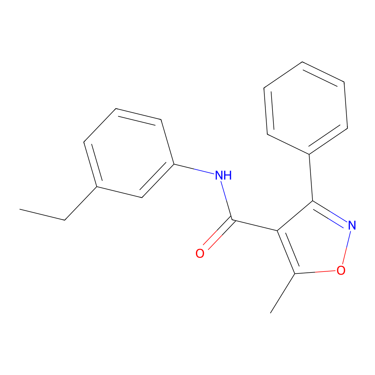 N-(3-ethylphenyl)-5-methyl-3-phenyl-1,2-oxazole-4-carboxamide molecular structure, CAS 545346-89-2
